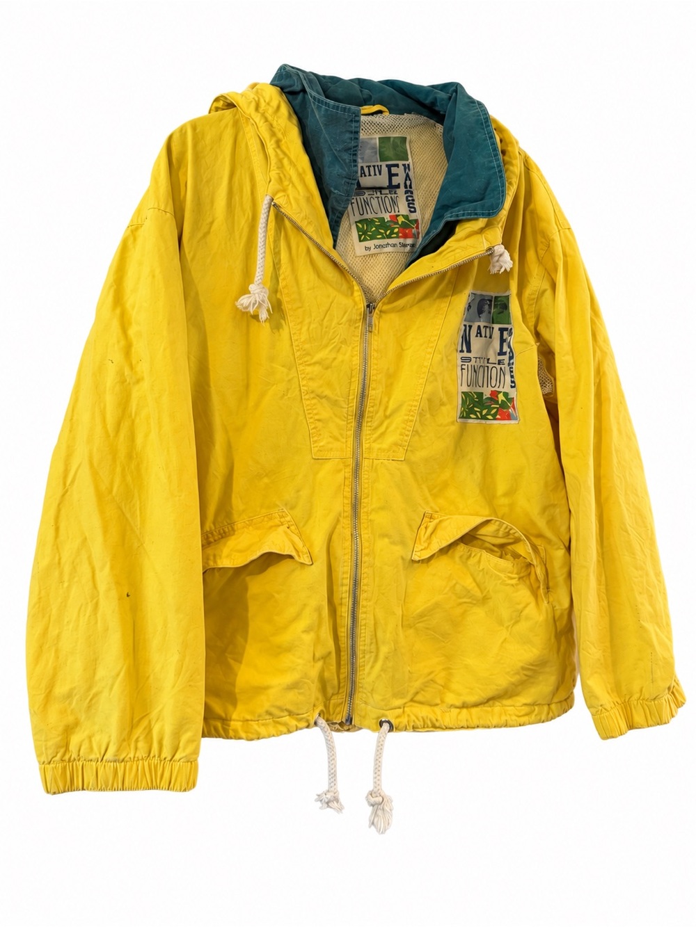 Vintage Jonathan Stone Yellow Hooded Windbreaker 💛
